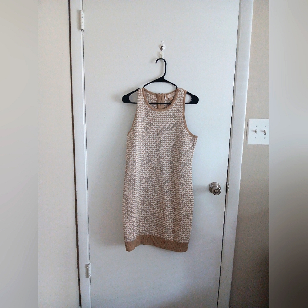 Michael Kors Camel Signature Print Sleeveless Dress